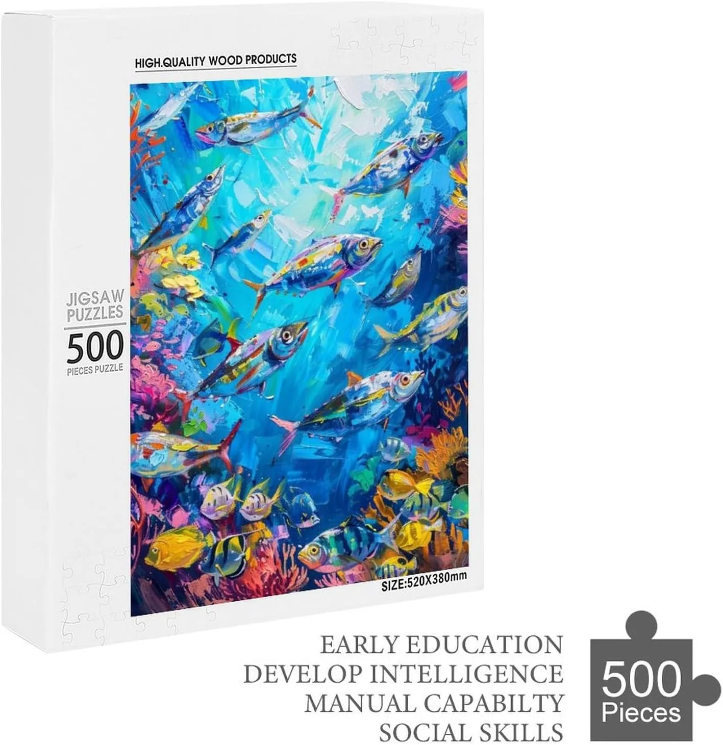 Puzzles for Adults 500 Pieces - Bottom Fish Who Love Marine Animals Hi-Definition Printing Beautiful Drawings,for Bedroom Decor Family Holidays,Elevate Yourself Gift Decor