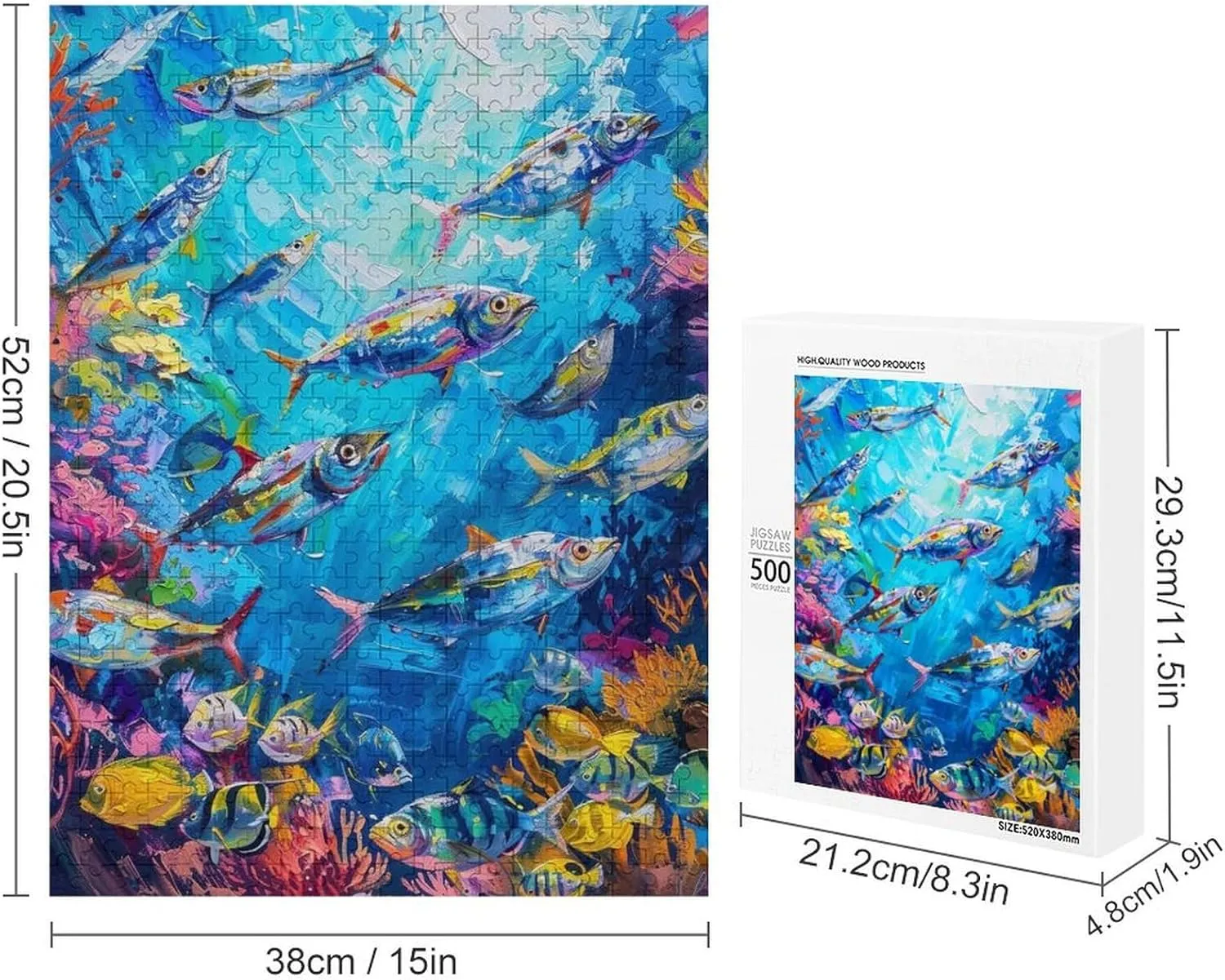 Puzzles for Adults 500 Pieces - Bottom Fish Who Love Marine Animals Hi-Definition Printing Beautiful Drawings,for Bedroom Decor Family Holidays,Elevate Yourself Gift Decor