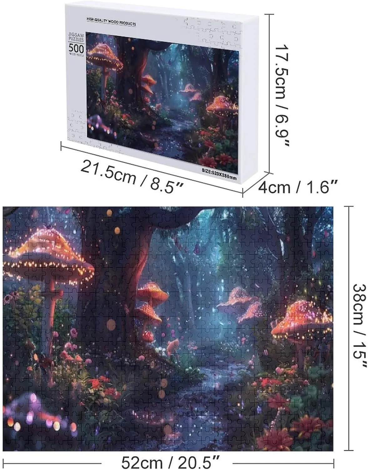 Puzzles for Adults 500 Pieces - Forest with Fish Plants Tree with Sign That Says Underwater Puzzles for Family Games, Puzzle for Gifts, Funny Puzzle for Education