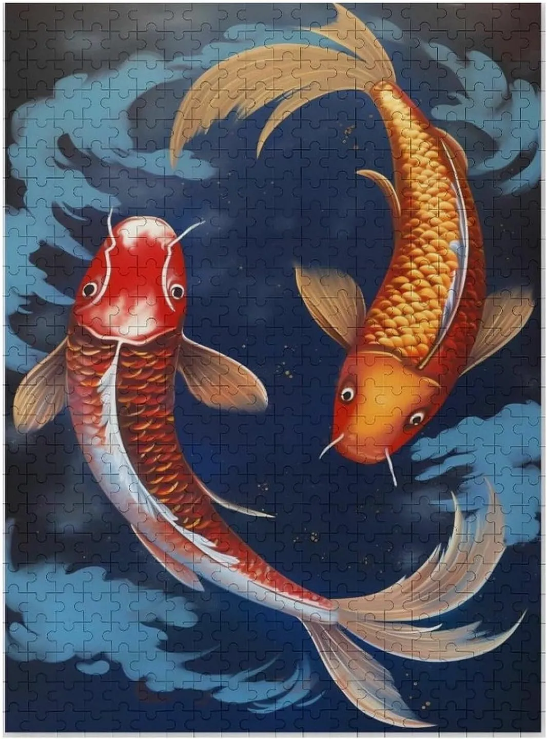 Puzzles for Adults 500 Pieces - Koi Fish Wave Modern Taste Puzzle Challenging Educational Toys Gifts for Home Decor Family Activities