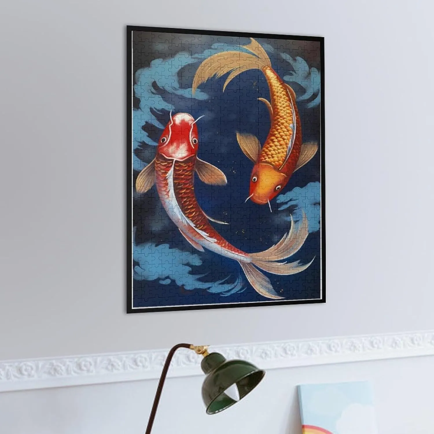Puzzles for Adults 500 Pieces - Koi Fish Wave Modern Taste Puzzle Challenging Educational Toys Gifts for Home Decor Family Activities