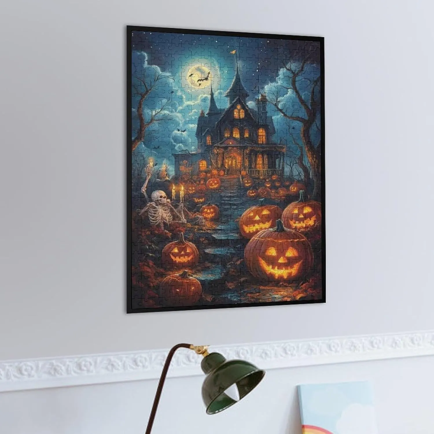 Puzzles for Adults 500 Pieces - Moon Night Skull and Jack O ' Lantern Puzzle Challenging Educational Toys Puzzles Reduced Pressure Gift