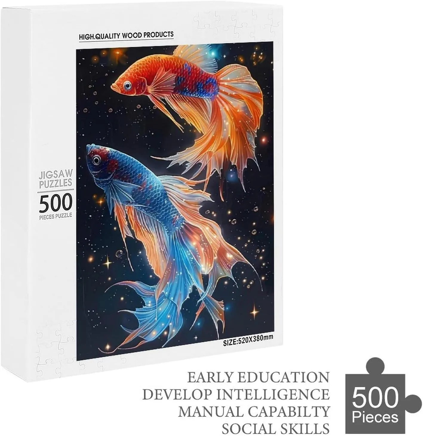Puzzles for Adults 500 Pieces - The Colorful Betta Fish Fish Perfect Interlocking Clear Printing - Adults Educational Puzzle Ideal Gift - Display as Artwork Idea!