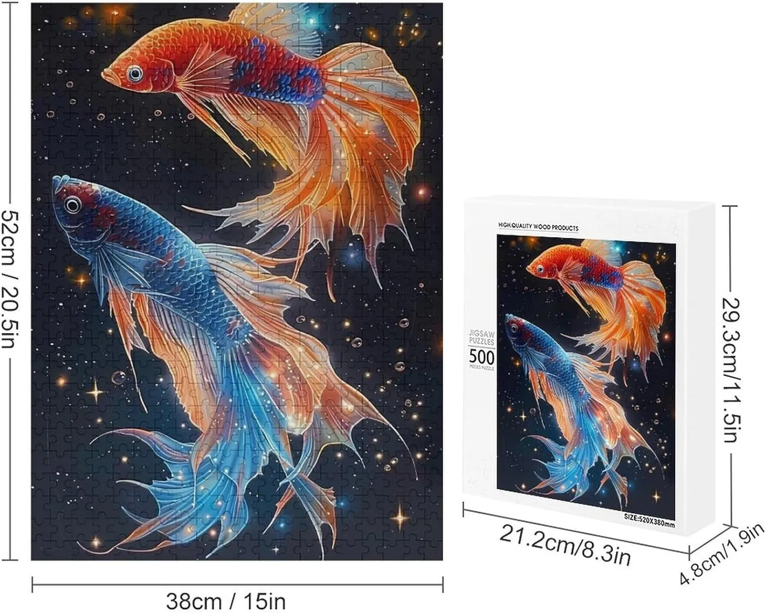 Puzzles for Adults 500 Pieces - The Colorful Betta Fish Fish Perfect Interlocking Clear Printing - Adults Educational Puzzle Ideal Gift - Display as Artwork Idea!