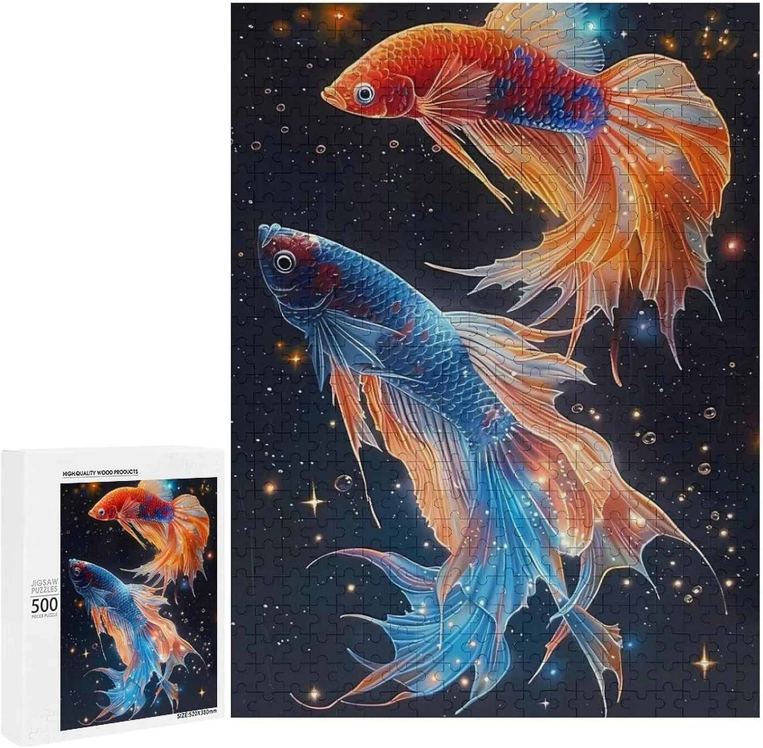 Puzzles for Adults 500 Pieces - The Colorful Betta Fish Fish Perfect Interlocking Clear Printing - Adults Educational Puzzle Ideal Gift - Display as Artwork Idea!