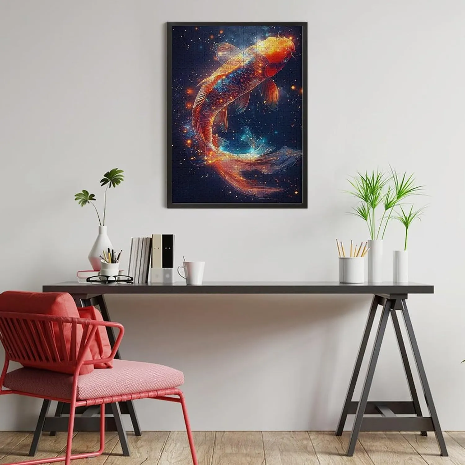 Puzzles for Adults 500 Pieces - The Starry Night Koi Fish Funny Educational Puzzles Toys for Boys and Girls