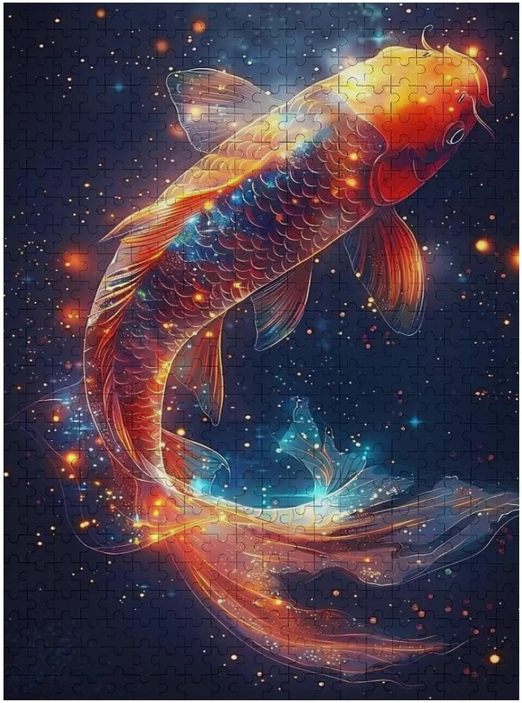 Puzzles for Adults 500 Pieces - The Starry Night Koi Fish Funny Educational Puzzles Toys for Boys and Girls