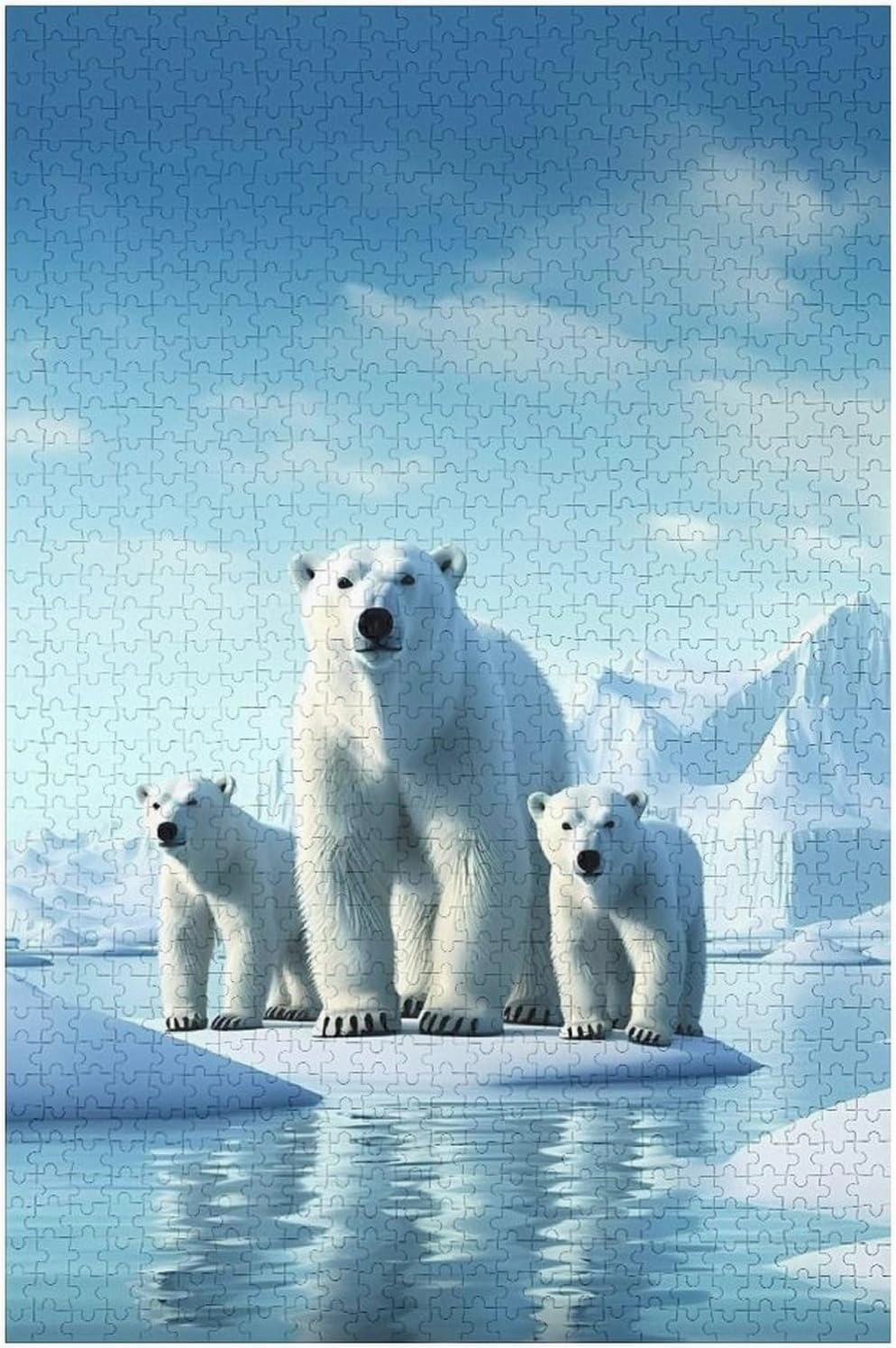 Puzzles for Adults 1000 Pieces - Polar Bears On Ice Wild Animal Funny Puzzle, Seek and Find Activities, Travel Toys for Toddlers and Kids