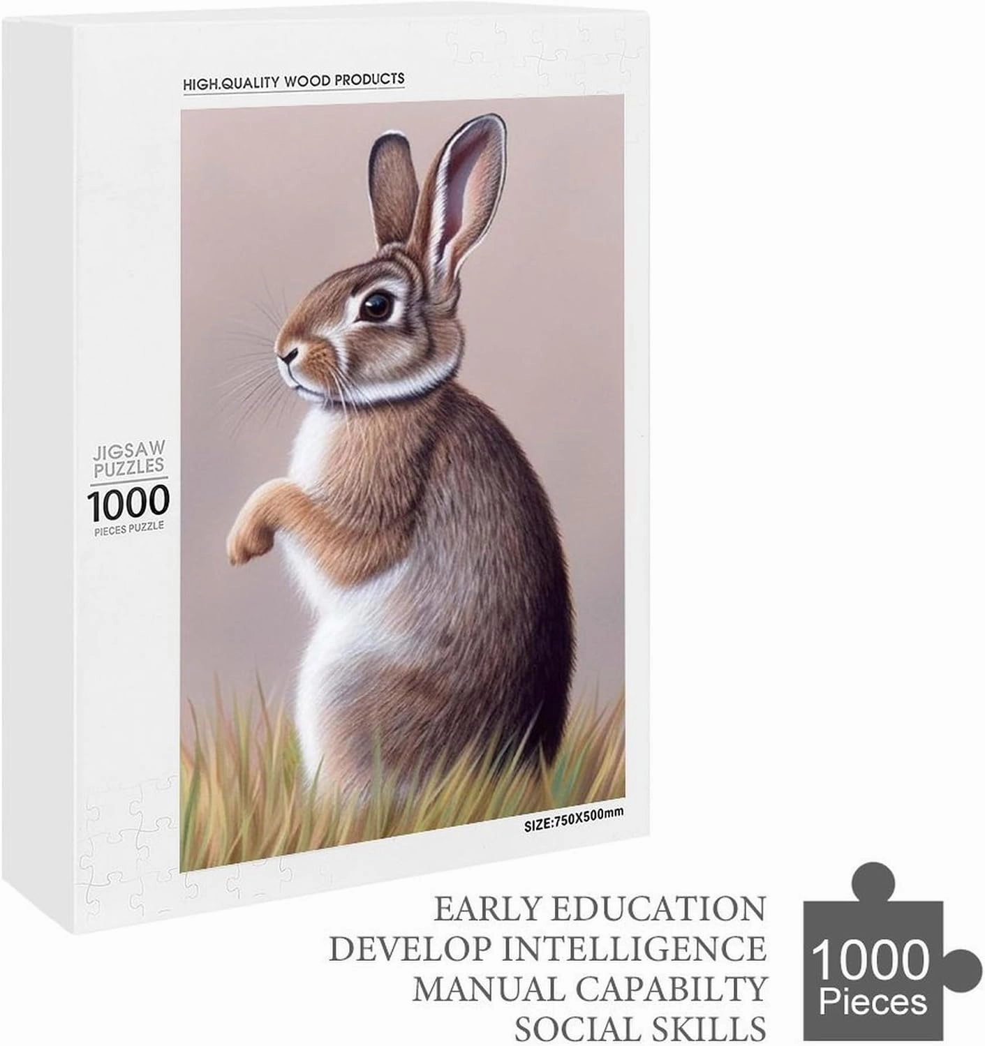 Puzzles for Adults 1000 Pieces - Rabbit Grassland Puzzle Brain Teaser Activity for Kids,Gift for Birthday Christmas