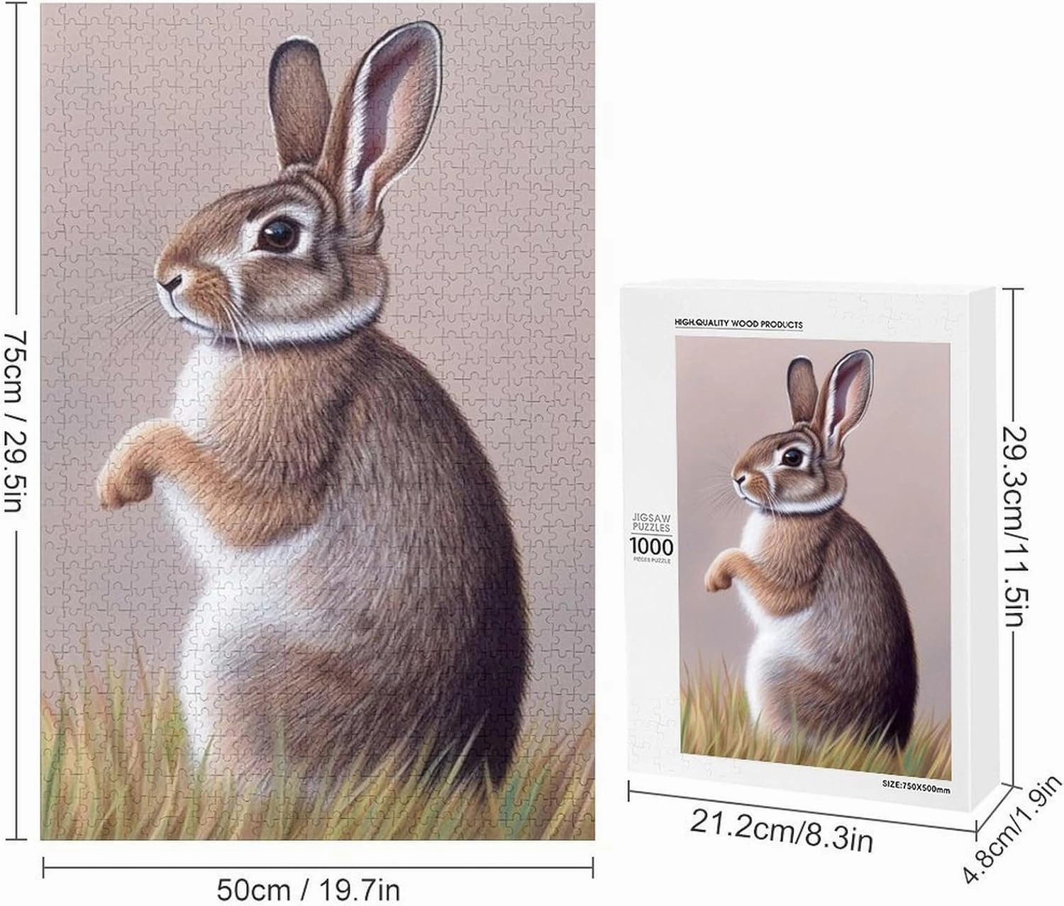 Puzzles for Adults 1000 Pieces - Rabbit Grassland Puzzle Brain Teaser Activity for Kids,Gift for Birthday Christmas