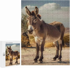 Puzzles for Adults 500 Pieces - The Donkey Standing in The Desert Donkey Best Challenging Puzzles for Cognitive Workout - Safe Eco-Friendly - Most Popular Leisure Activities