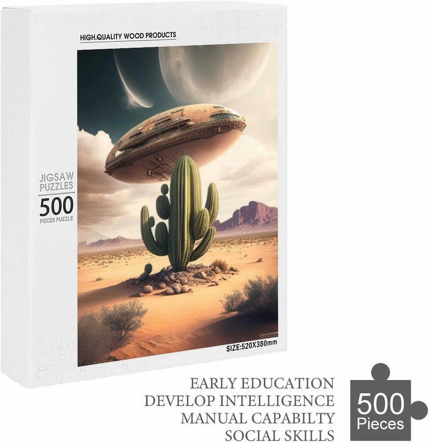 Puzzles for Adults 500 Pieces - UFO and The Desert Puzzle Challenging Educational Toys Gifts for Home Decor Family Activities