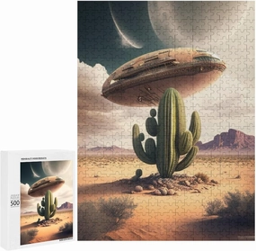Puzzles for Adults 500 Pieces - UFO and The Desert Puzzle Challenging Educational Toys Gifts for Home Decor Family Activities