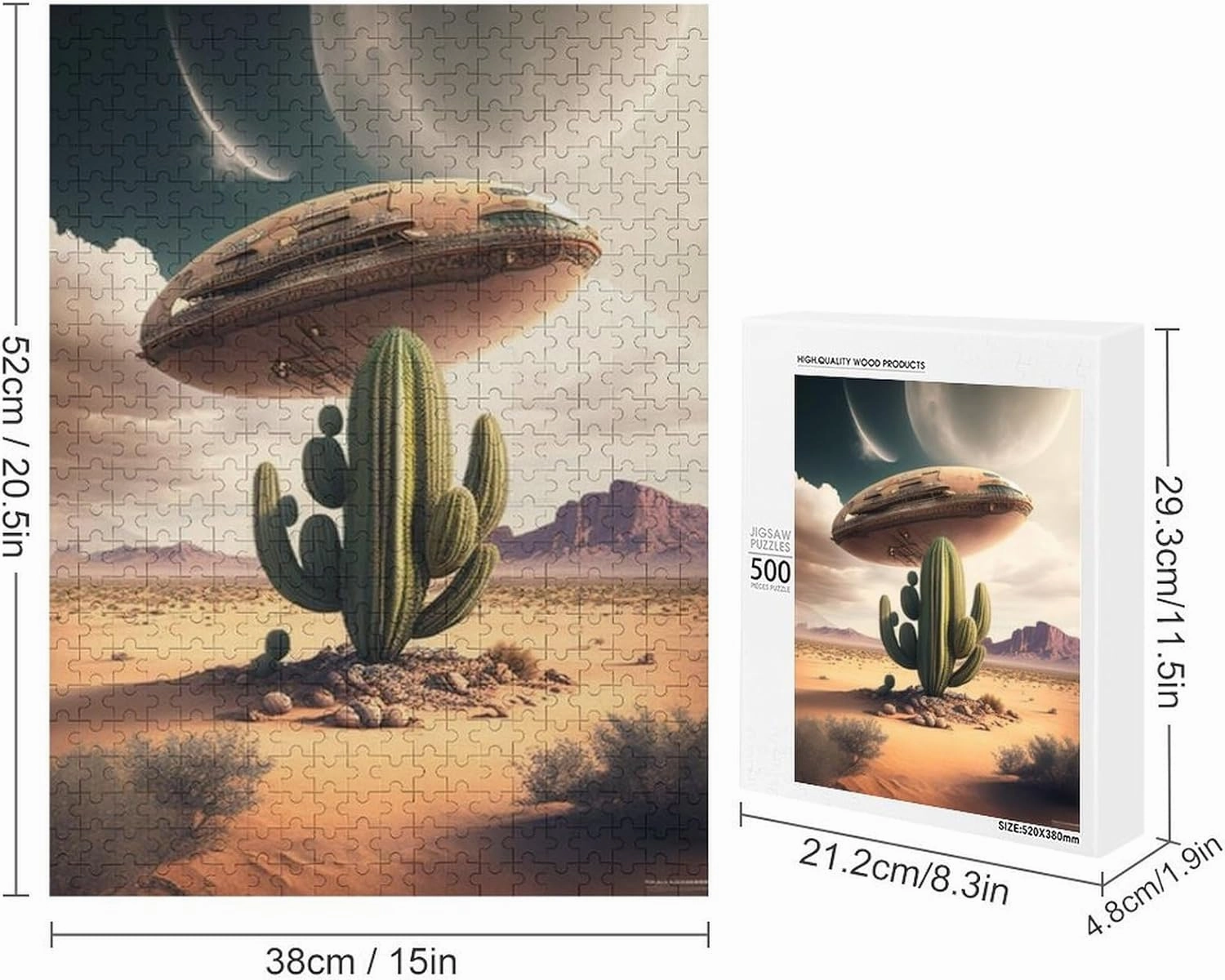 Puzzles for Adults 500 Pieces - UFO and The Desert Puzzle Challenging Educational Toys Gifts for Home Decor Family Activities