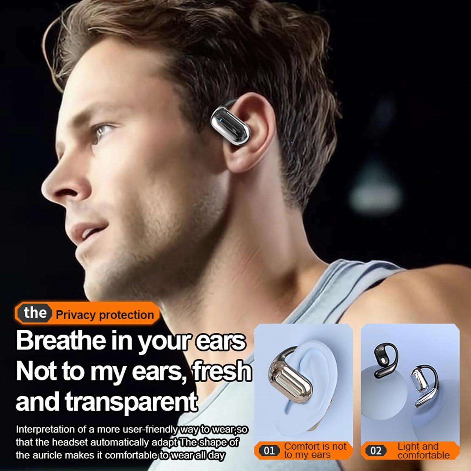 Q16S Purple Wireless Open Ear Bone Conduction Headphones Bluetooth 5.4, IPX5 Waterproof, 20 Hrs Battery Life