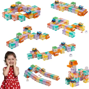 QBI Magnetic Blocks for Toddlers Ages 2-4｜STEM Magnetic Building Blocks with Trucks & Fruit Plates｜Montessori Magnet Building Cubes for Kids｜Educational Gifts for Boys & Girls Ages 2  (32PCS)