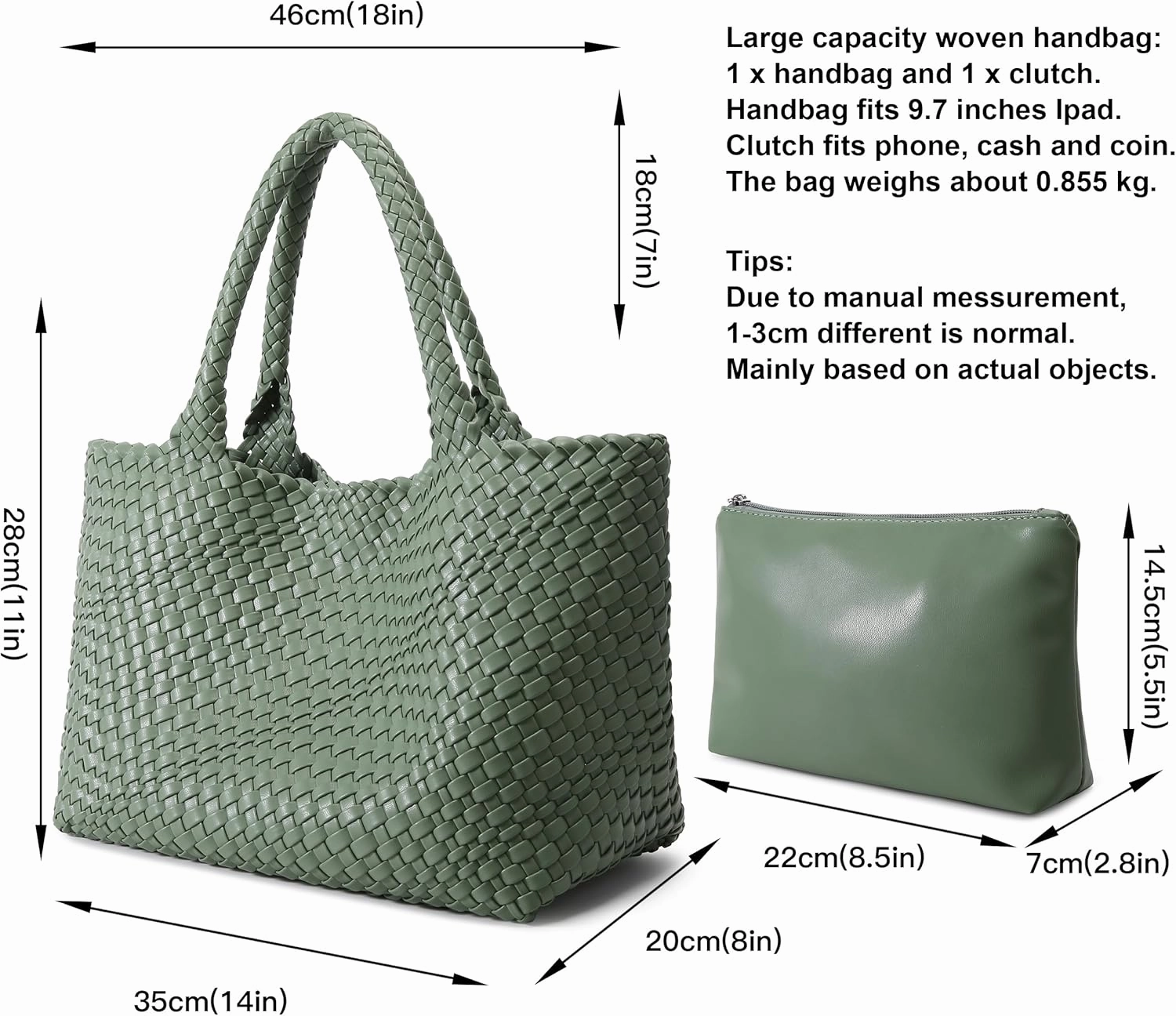 Queenoris Woven Bag for Women, Fashion Top Handle Shoulder Bag Vegan Leather Shopper Bag Large Travel Tote Bag