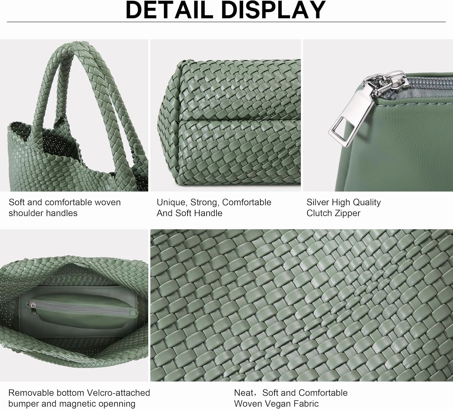 Queenoris Woven Bag for Women, Fashion Top Handle Shoulder Bag Vegan Leather Shopper Bag Large Travel Tote Bag
