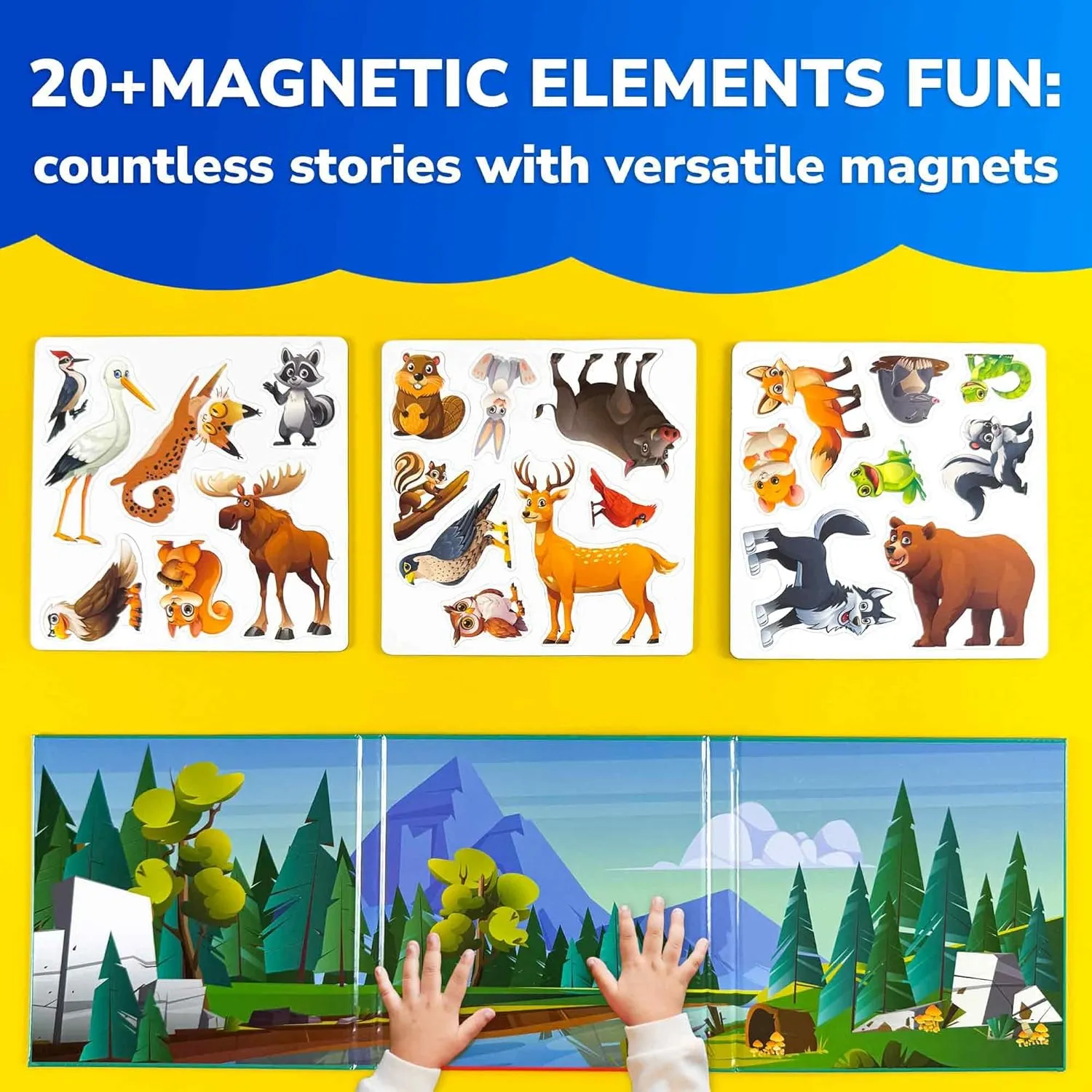 QUOKKA Travel Magnetic Puzzles for Toddlers 1-3 – 20 Pcs Forest Game with Extra-Long Play Book – Fun Travel Game Toy for Kids Ages 3-5 – Strong Magnets for Car Activities – Fun Toddler Puzzle Ages 2-4