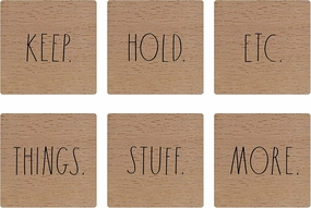 Rae Dunn Cabinet Knobs Drawer Pulls - Set of 6 Square Light Wood - Decorative Mini Wooden Knobs for Kitchen Cabinet, Dresser Drawer, Bathroom Cabinet, Cupboard, Desk Drawer - Includes Hardware