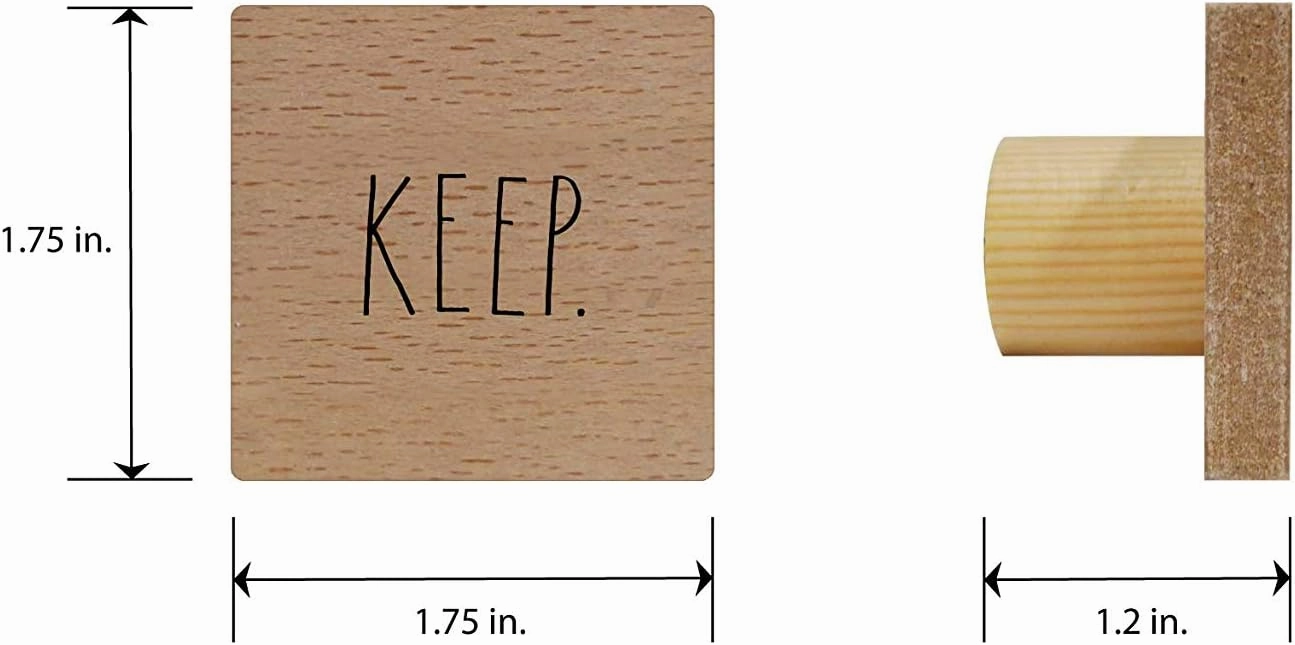 Rae Dunn Cabinet Knobs Drawer Pulls - Set of 6 Square Light Wood - Decorative Mini Wooden Knobs for Kitchen Cabinet, Dresser Drawer, Bathroom Cabinet, Cupboard, Desk Drawer - Includes Hardware