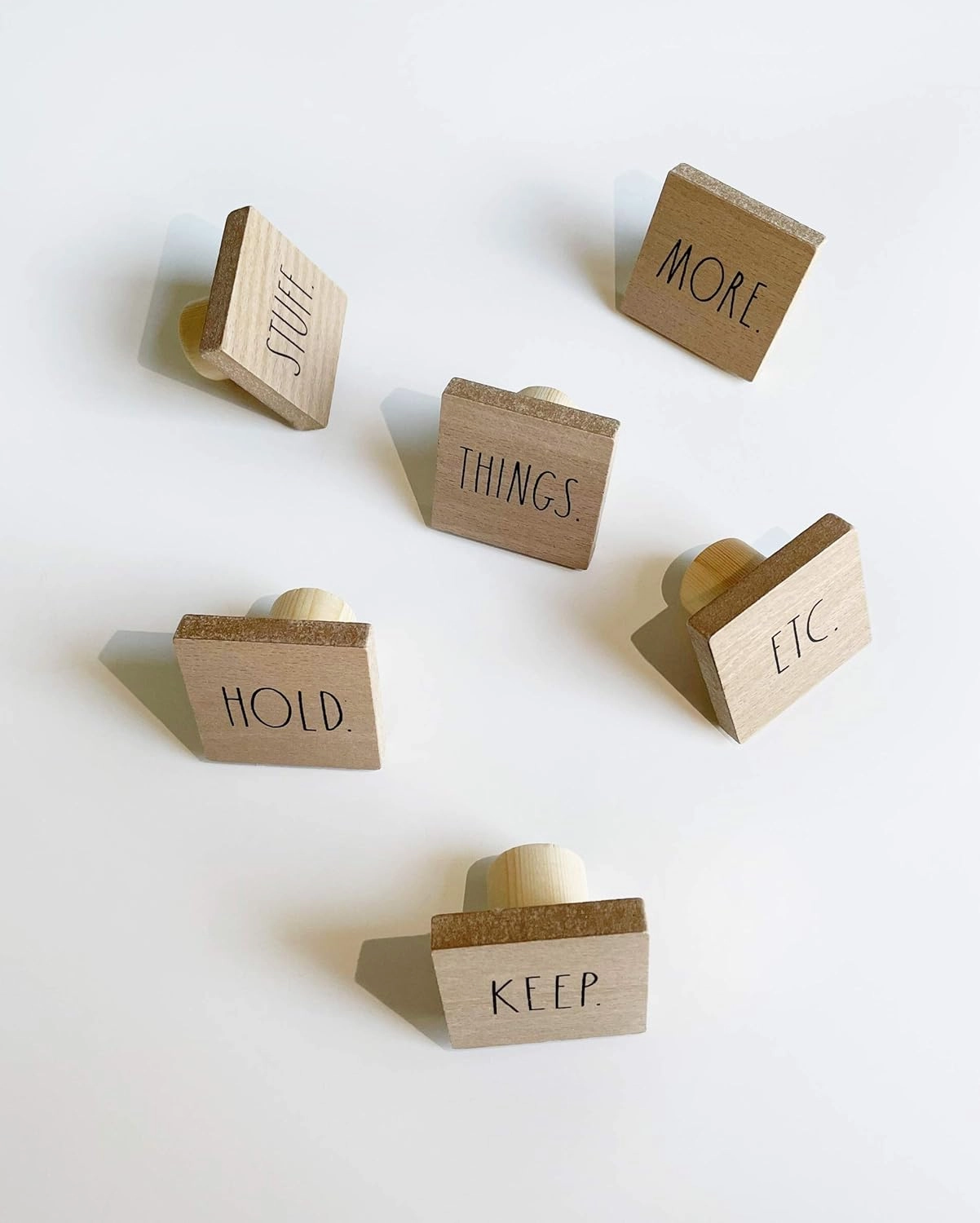 Rae Dunn Cabinet Knobs Drawer Pulls - Set of 6 Square Light Wood - Decorative Mini Wooden Knobs for Kitchen Cabinet, Dresser Drawer, Bathroom Cabinet, Cupboard, Desk Drawer - Includes Hardware