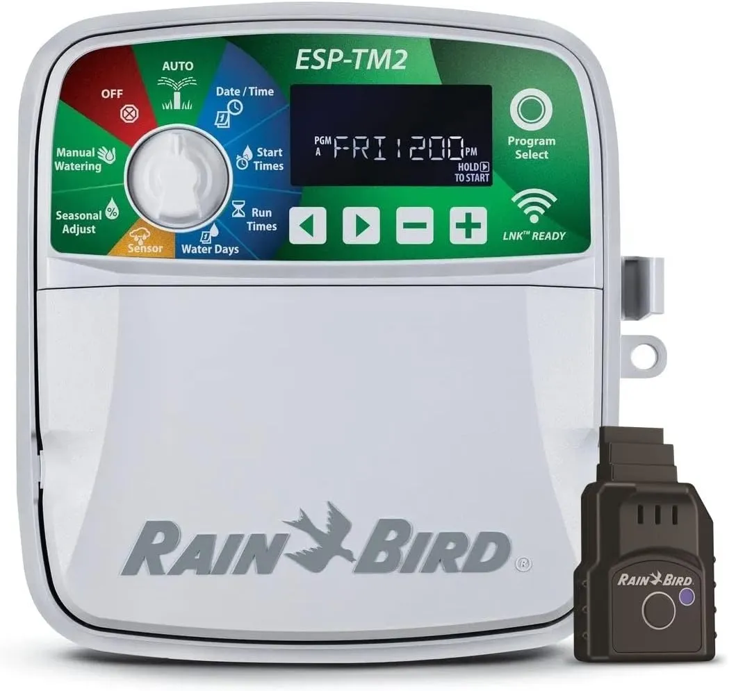 Rain-Bird ESP-TM2 Indoor Outdoor Irrigation WiFi Zone Controller Timer Box and Link Lnk WiFi Mobile Wireless Smartphone Upgrade Module Sprinkler System (4 Zone)