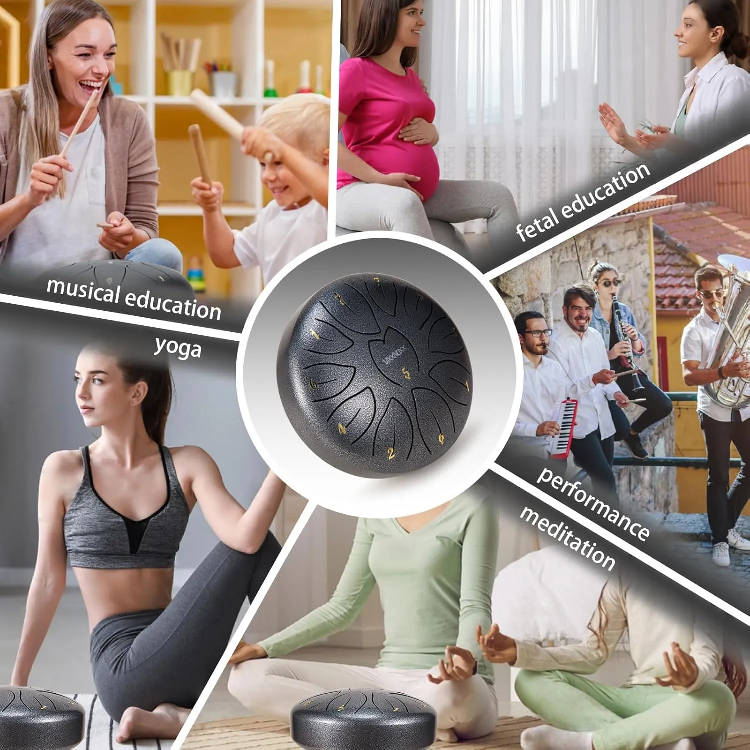 Rain Drum for Outside Garden, 6 Inches 11 Notes Steel Tongue Drum Handpan Percussion Instrument for Yoga Meditation & Sound Therapy, Adult Gift with Bag, Mallets & Songbook (Silver Grey)
