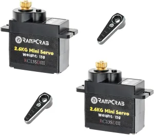 RampCrab Steering Servo with Servo Horn for AX24 SCX24 RC Car, Upgrade Parts for Axial SCX24, AX24, Black Horn, 2 Sets