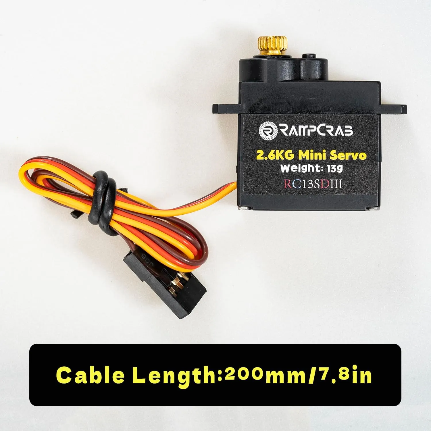 RampCrab Steering Servo with Servo Horn for AX24 SCX24 RC Car, Upgrade Parts for Axial SCX24, AX24, Black Horn, 2 Sets