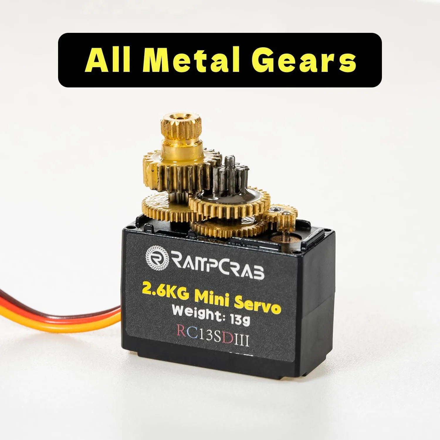RampCrab Steering Servo with Servo Horn for AX24 SCX24 RC Car, Upgrade Parts for Axial SCX24, AX24, Black Horn, 2 Sets