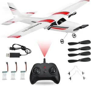 RC Airplane,RC Plane, 2.4GHz 2 Channels RTF RC Aircraft with 3-Axis Gyro for Beginner Easy to Speedy Fly Glider Toys with 2 Extra Batteries [ 3 Batteries ]