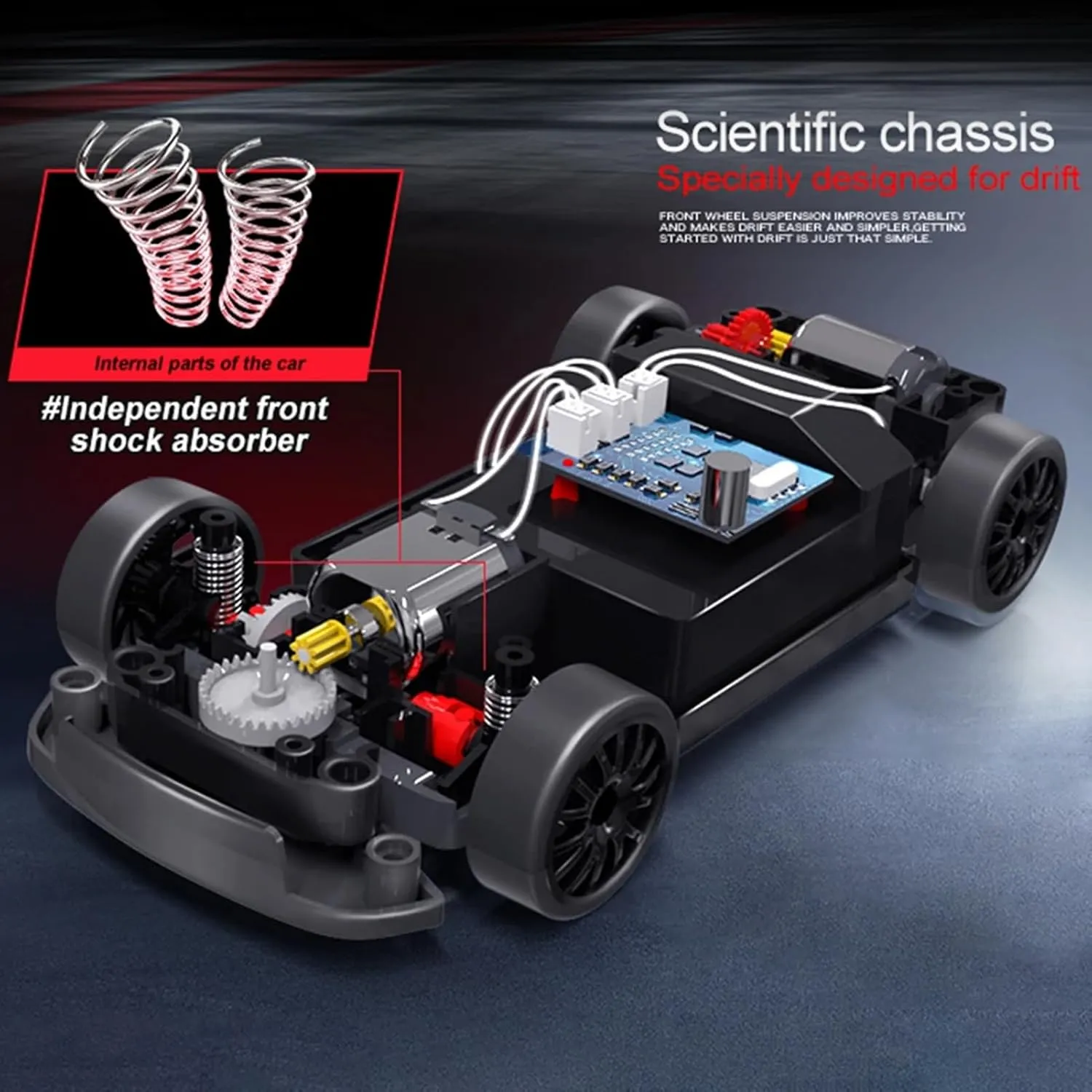 RC Drift Car, 2.4GHz 1:24 Scale 4WD High Speed 15KM/H Race Drifting Cars with LED Lights Drifting Tire, Hobby Racing Sport Toy Car Gifts for Boys Girls Kids