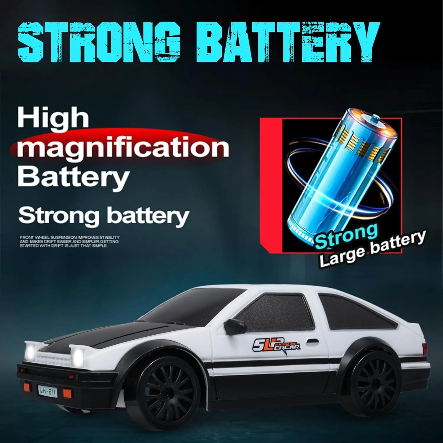 RC Drift Car, 2.4GHz 1:24 Scale 4WD High Speed 15KM/H Race Drifting Cars with LED Lights Drifting Tire, Hobby Racing Sport Toy Car Gifts for Boys Girls Kids