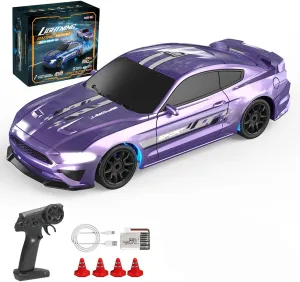 RC Drift Racing Car for 16 , 1/43 Scale 2.4G Full-Proportional Electric Remote Control Car Model with LED Light(RTR Version/Purple)