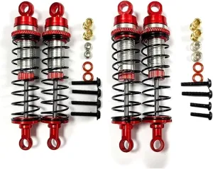 RC Parts Compatible with Losi 1/18 for Mini-T 2.0 1/16 for Mini-B RC Truck Car Upgrades Parts Metal Front and Rear Shock Absorber Damper Red