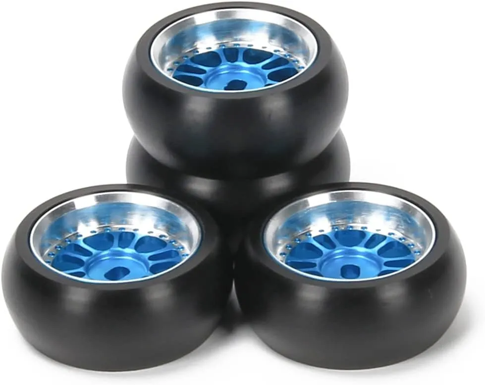 RCAWD 4X Alloy Rim Wheel Classic Drift Tire for Rc Hobby Model Car 1/28 Wltoys K969 K989 P929 Drift Rally Kyosho Mini-Z Mini-Q Mini-D(Blue)