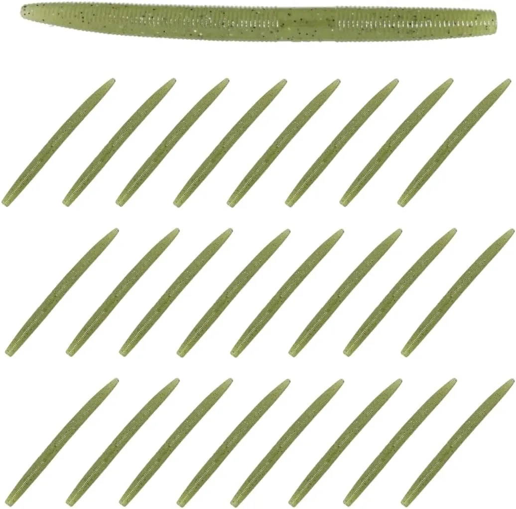 Reaction Tackle Wacky Worms/Soft Plastic Worm Stick Baits / 5.5in - 24 Pack - Durable Fishing Lures for Bass and More