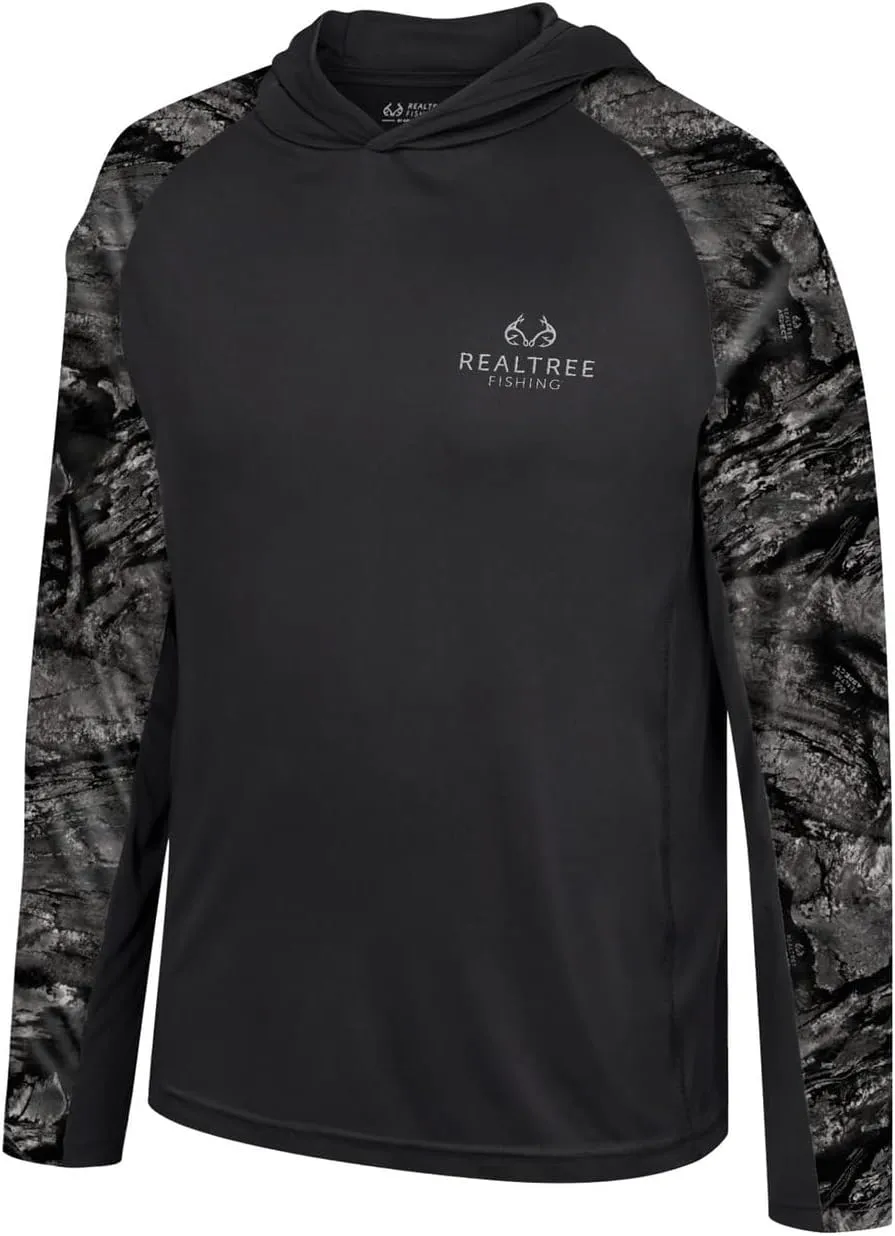 Realtree Men's Fishing Camo Sun Protection UV UPF 50  Long Sleeve Shirts and Hoodies Running Hiking Quick Dry