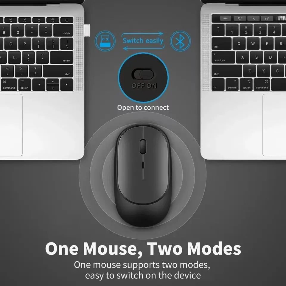 Rechargeable Dual Mode Wireless Mouse for Various Devices