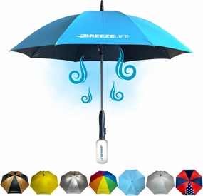 Rechargeable Mister Breeze, Sun Umbrella with Fan and Mister, Umbrella Mister with Built-in Fan, For Festivals, Beach and More, Blocks Harmful Sun Rays, Mist bottle included