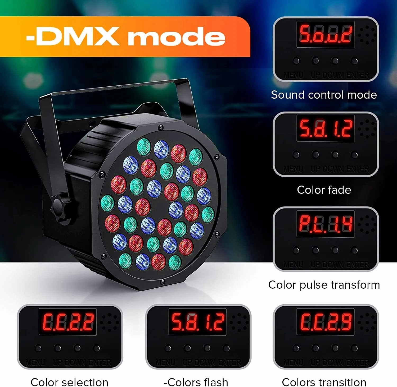 Rechargeable Stage Par Lights U`King RGB 36 LED Uplights Battery Powered with RGB 36W DJ Uplights Sound Activated Remote Control for Wedding DJ Disco Events Halloween Church Live Party