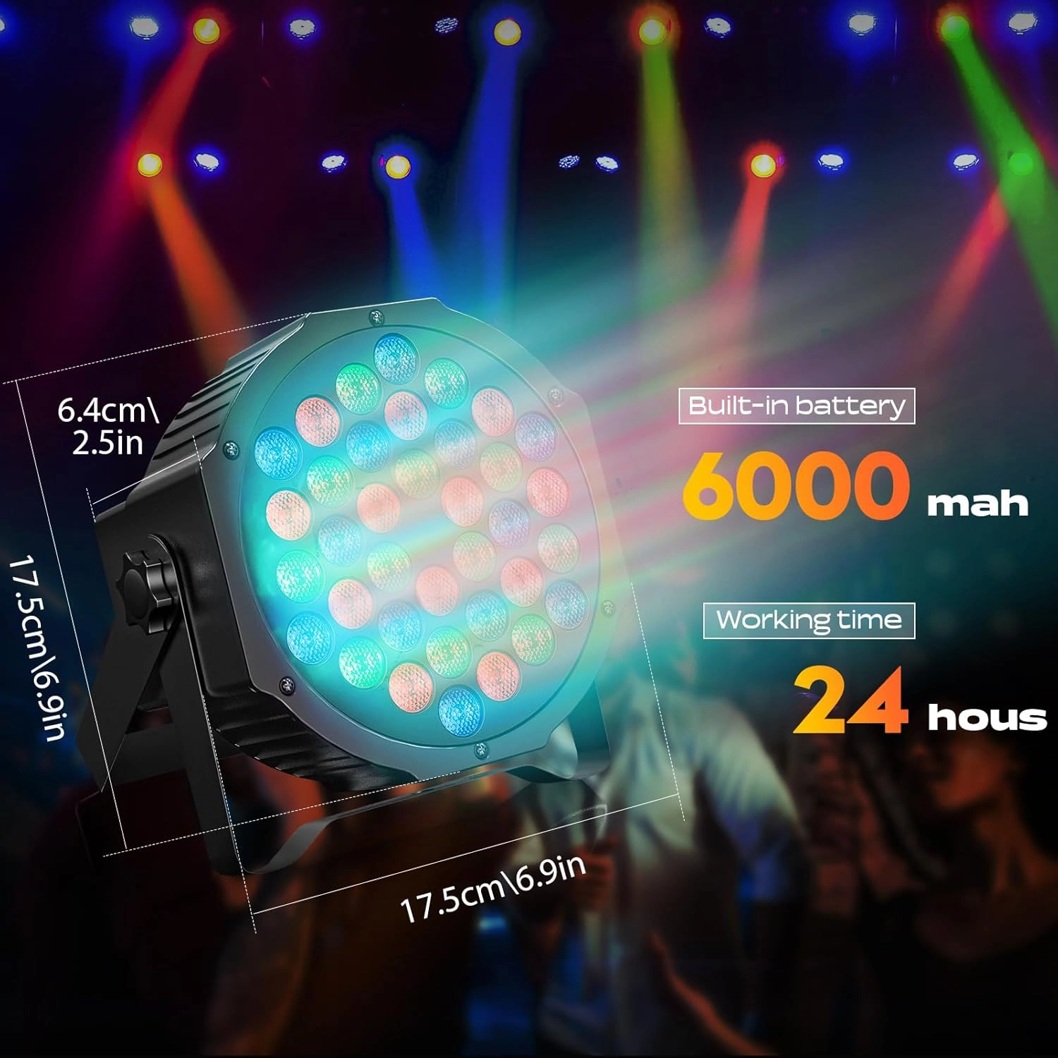 Rechargeable Stage Par Lights U`King RGB 36 LED Uplights Battery Powered with RGB 36W DJ Uplights Sound Activated Remote Control for Wedding DJ Disco Events Halloween Church Live Party