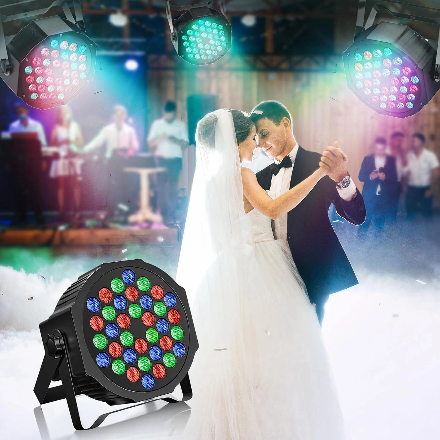 Rechargeable Stage Par Lights U`King RGB 36 LED Uplights Battery Powered with RGB 36W DJ Uplights Sound Activated Remote Control for Wedding DJ Disco Events Halloween Church Live Party