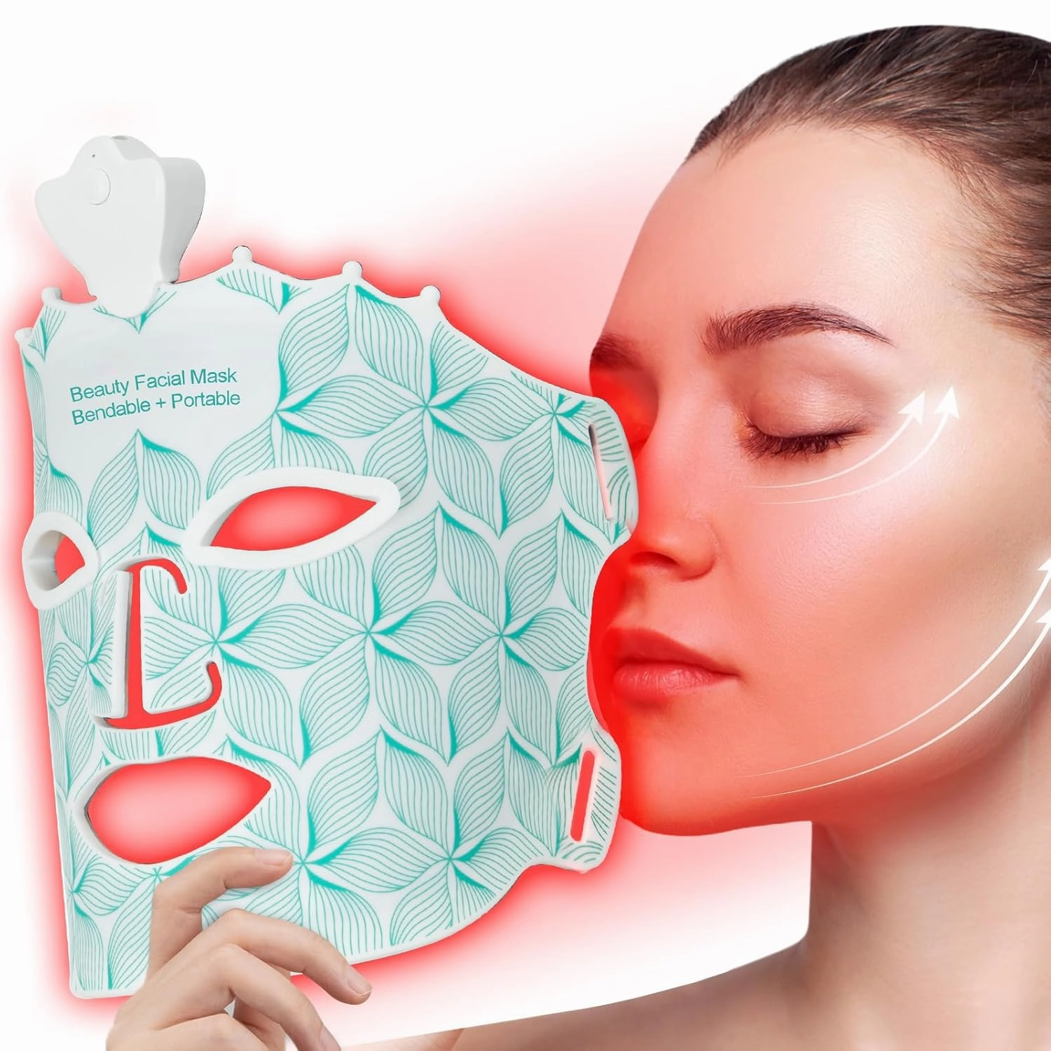 Red Light Mask for Face, 7 Color Wireless Infrared Face Mask Device, Blue and Red Light Facial Mask at Home, Soft Silicone, Portable and Rechargeable