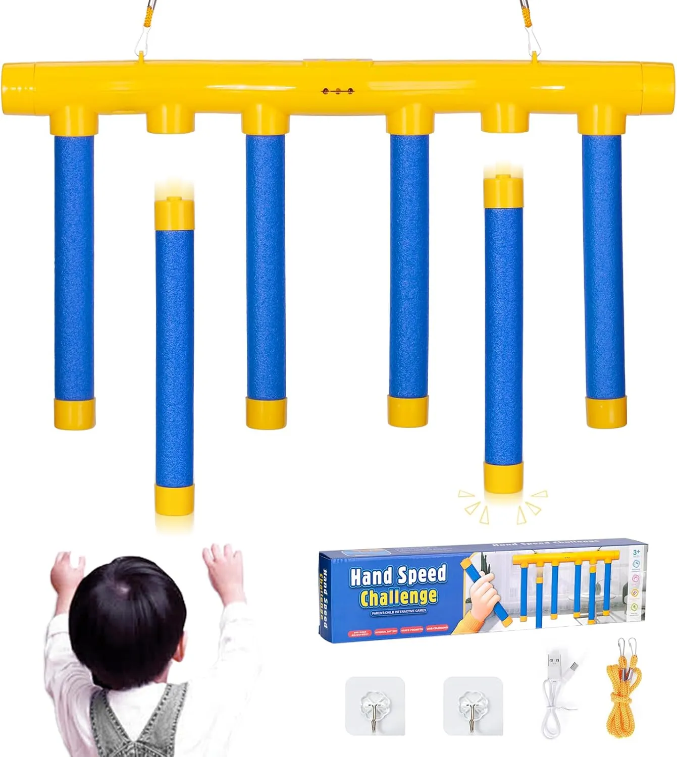 Reflex Drop Sticks Challenge Game, 2025 Upgrade Hand Eye Coordination Training Toy, Hand Speed Challenge Game Reaction Game, Catching All Drop Sticks Game for Adult- 3 Adjustable Speed