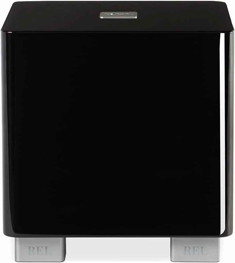 REL T/5x 8-Inch Powered Subwoofer – Compact Sealed Design with Class AB Amplifier, RCA Inputs, and Powerful Bass for HiFi Stereo Systems, Home Theater, and Surround Sound – High Gloss Black Finish