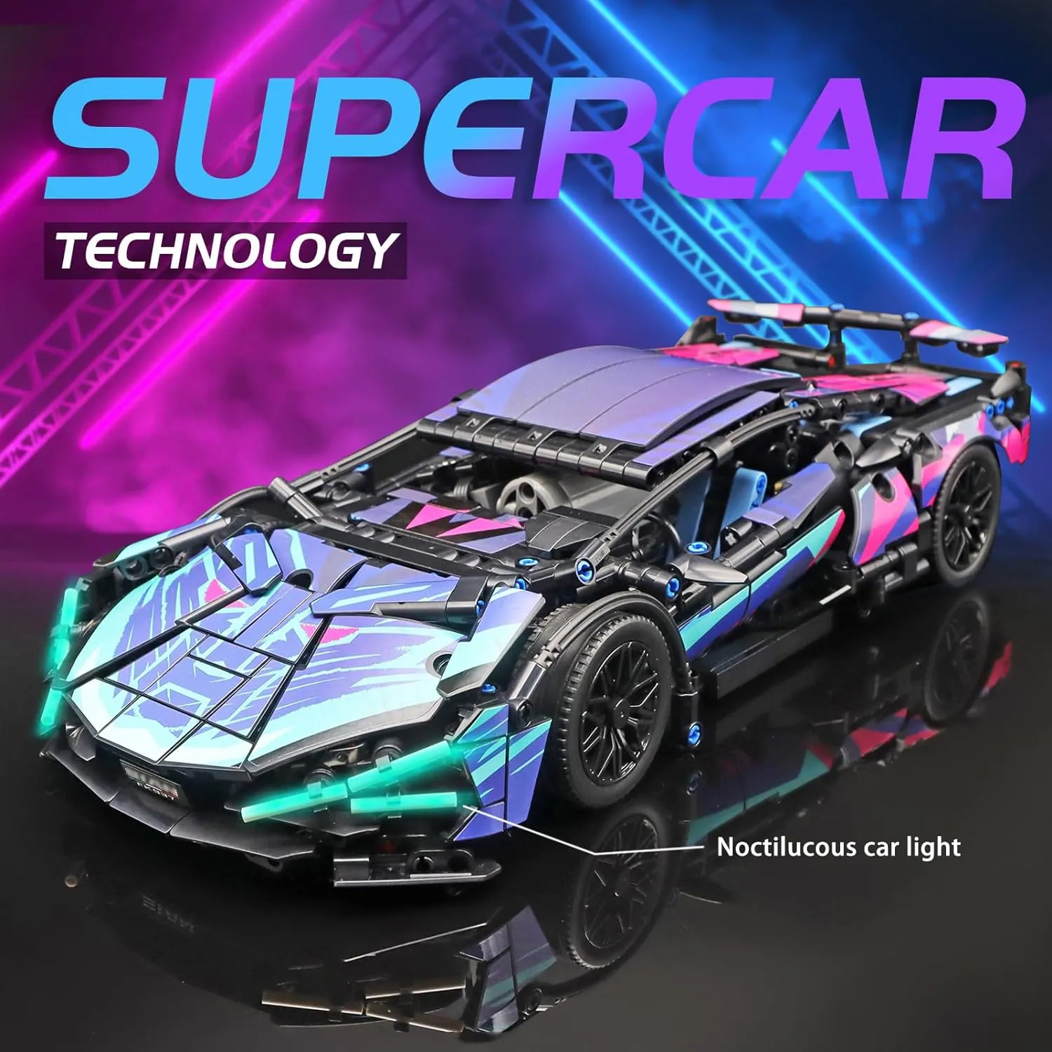 Remote Control Car Building Set, 1:14 Technical Sports Racing Car Building Kit, with Motors and Rechargeable Battery, Toys Gift for Adults & Boys Age 12  (1314 PCS)