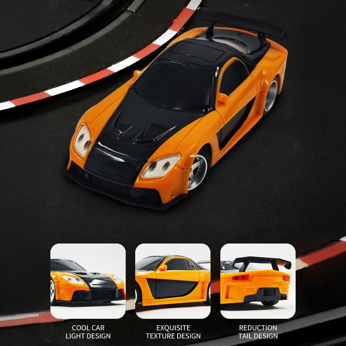 Remote Control Mini Car Model with LED Lights, 1/43 Scale 2.4G Full-Proportional RC Drift Racing Car, Max Speed 15km/h, Indoor Mini RC Hobbyist Gift (RTR Version)