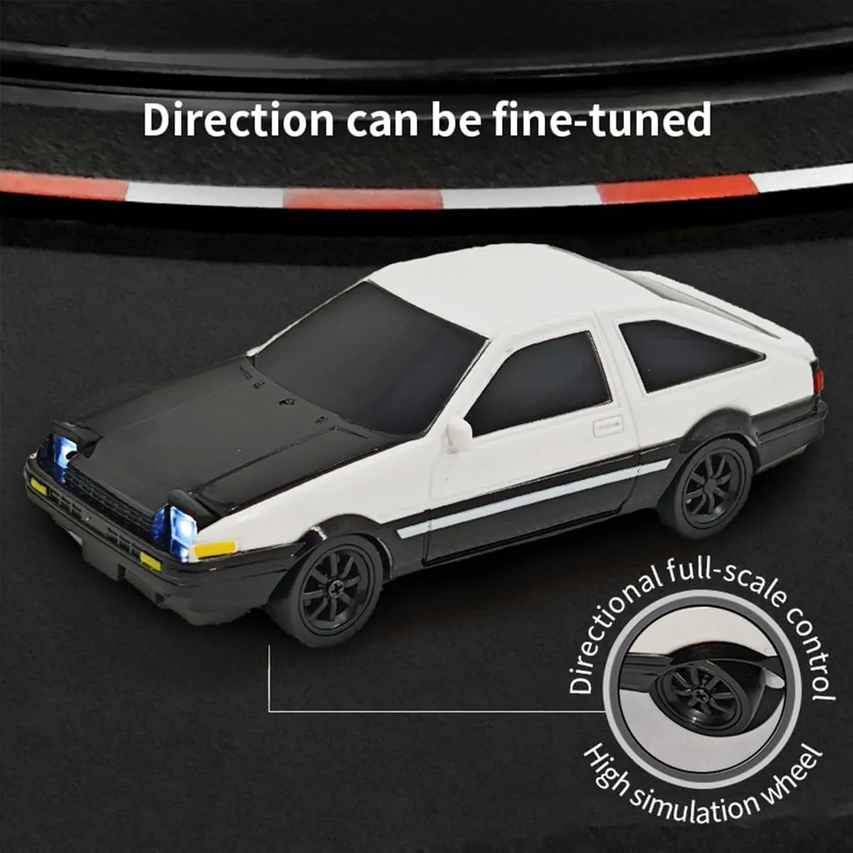 Remote Control Mini Car Model with LED Lights, 1/43 Scale 2.4G Full-Proportional RC Drift Racing Car, Max Speed 15km/h, Indoor Mini RC Hobbyist Gift (RTR Version)